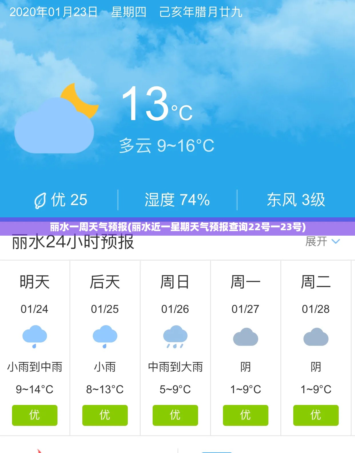 丽水一周天气预报(丽水近一星期天气预报查询22号一23号) 丽水一周天气预报(丽水近一星期天气预报查询22号一23号)