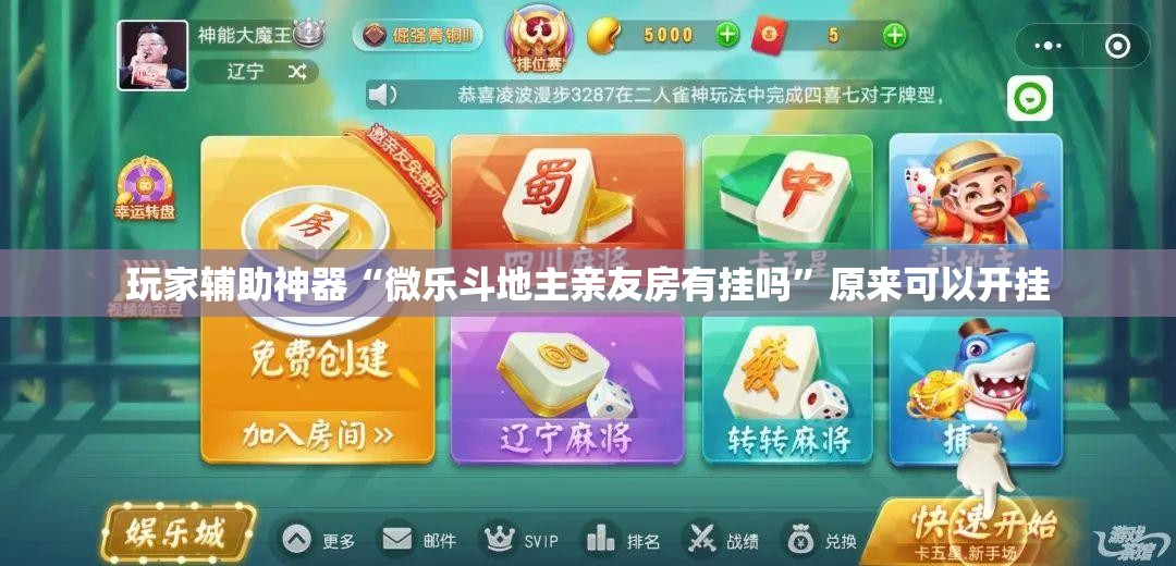 玩家辅助神器“微乐斗地主亲友房有挂吗”原来可以开挂