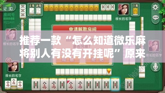 推荐一款“怎么知道微乐麻将别人有没有开挂呢”原来可以开挂